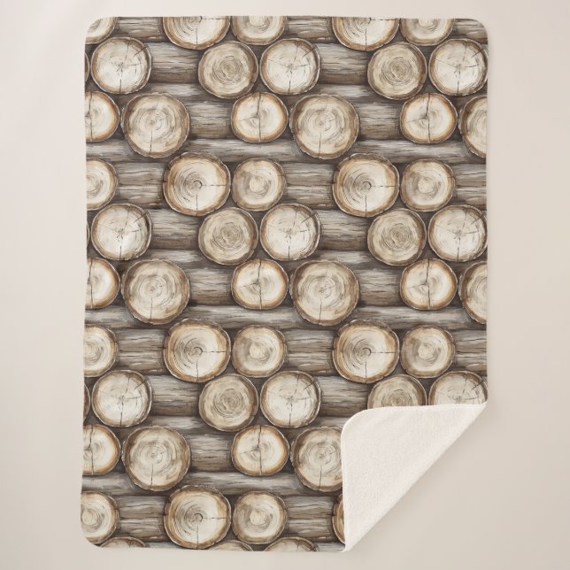 Manta Sherpa Navidades de cabinas Wood Log (Anverso)