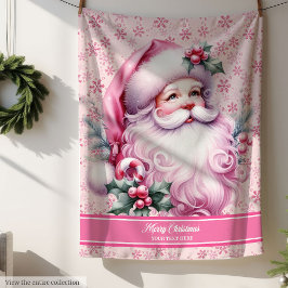 Manta Sherpa Navidades de Chicas Rosa Santa Blanket