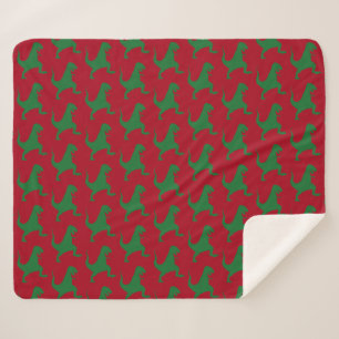 Manta Sherpa Navidades de dinosaurios rojos y verdes Sherpa Bla