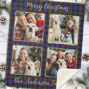 Manta Sherpa Navidades de familia Personalizado 4 Collage de fo