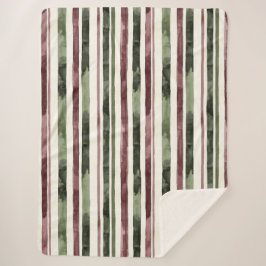 Manta Sherpa Navidades de Green Burgundy Stripes