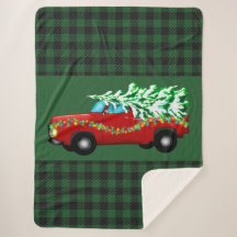 Navidades de Green Plaid Sherpa Blanket