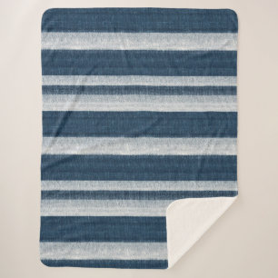 Manta Sherpa Navidades de la Marina Azul Denim Jean Stripes