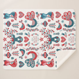 Manta Sherpa Navidades de la marina roja festiva arte folclóric