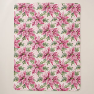 Manta Sherpa Navidades de las flores de la moda rosa de la poin