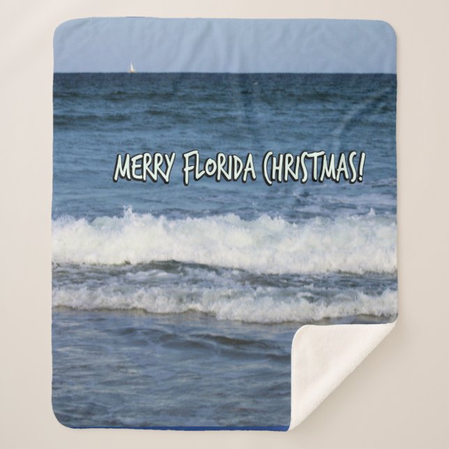 Manta Sherpa Navidades de Merry Florida Crisp White Letters (Anverso)