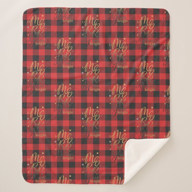 Manta Sherpa Navidades de Plaid Red Check Gingham (Anverso)