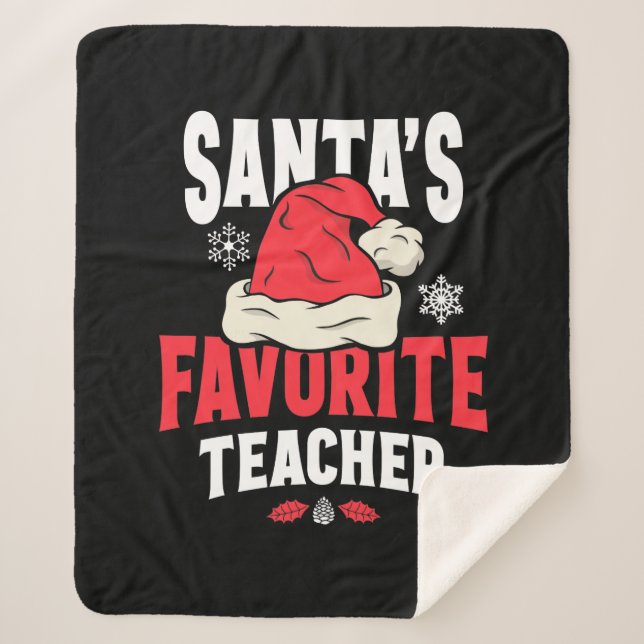 Manta Sherpa Navidades de profesores favoritos de Santa Hat (Anverso)