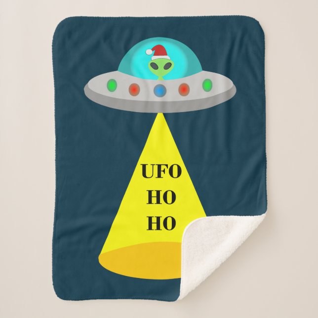 Manta Sherpa Navidades de UFO Ho Ho Alien volador (Anverso)
