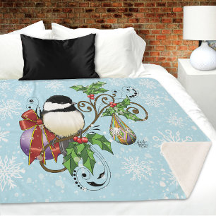 Manta Sherpa Navidades de Winter Chickadee