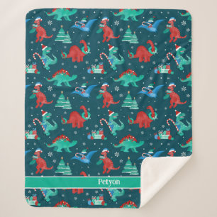 Manta Sherpa Navidades Dinosaurios niños divertidos vacaciones