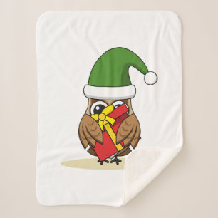 Manta Sherpa Navidades Elf Owl con presente