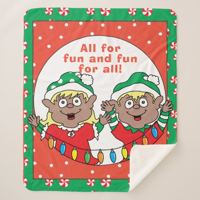 Manta Sherpa Navidades Elves de color (Anverso)
