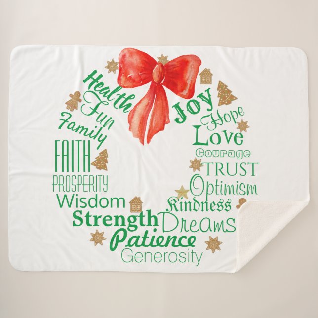 Manta Sherpa Navidades escriben con palabras Personalizados y/o (Anverso (horizontal))