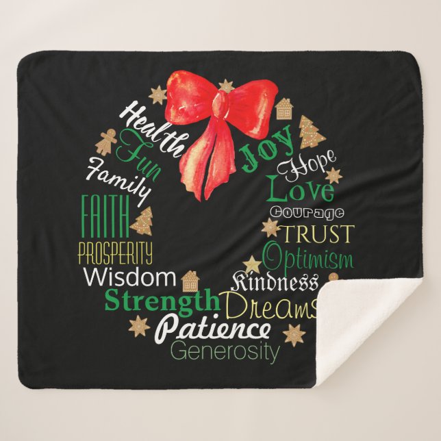 Manta Sherpa Navidades escriben con palabras Personalizados y/o (Anverso (horizontal))