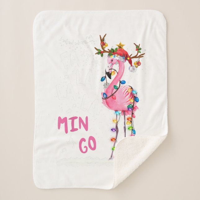Manta Sherpa Navidades - Fa-La-Mingo Flamingo Con Navidades (Anverso)