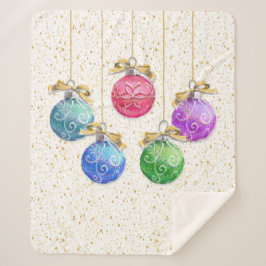 Manta Sherpa Navidades festivos, bolas y confetti