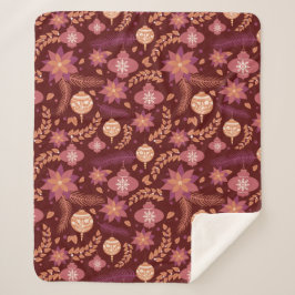 Manta Sherpa Navidades festivos de Poinsettia Sherpa Blanket