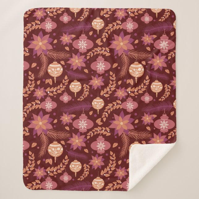 Manta Sherpa Navidades festivos de Poinsettia Sherpa Blanket (Anverso)