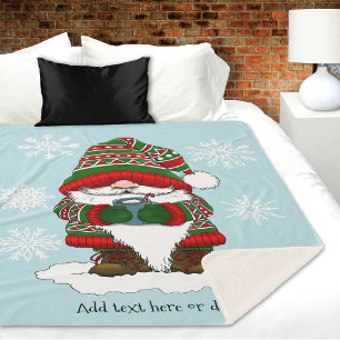 Manta Sherpa Navidades Gnome Red Green Cute