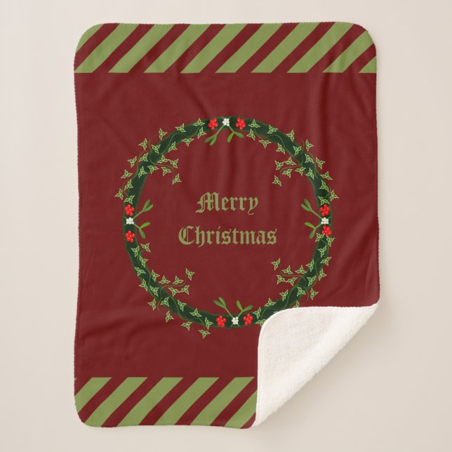 Manta Sherpa Navidades góticos Personalizado Wreath (Anverso)