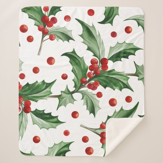 Manta Sherpa Navidades Holly deja símbolo sin mar (Anverso)