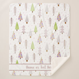 Manta Sherpa Navidades modernos Árboles forestales nombre malva