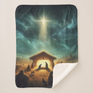 Manta Sherpa Navidades/Natividad/Jesús Sherpa Blanket