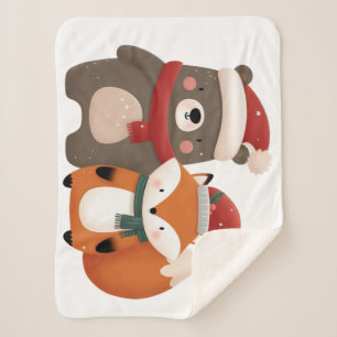 Manta Sherpa Navidades/Oso blanco invernal y Fox