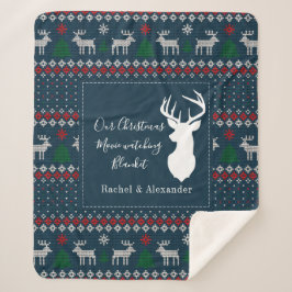 Manta Sherpa Navidades Patrón de punto de vacaciones personaliz