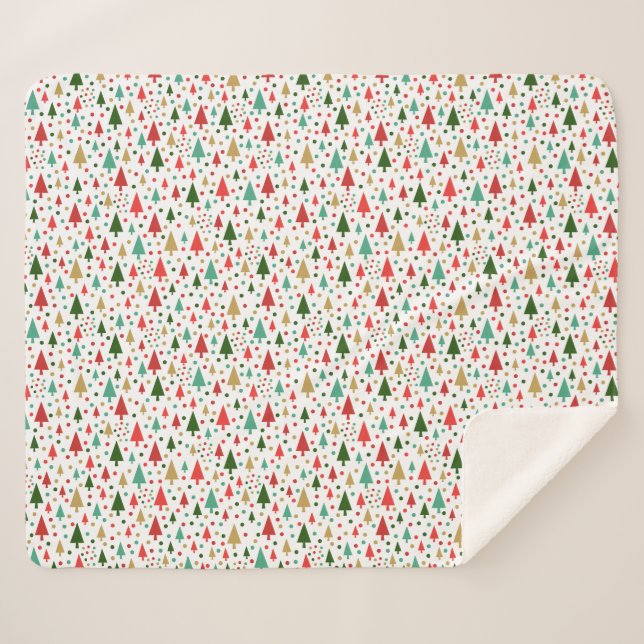 Manta Sherpa Navidades Patrones - paisaje de árboles coloridos (Anverso (horizontal))