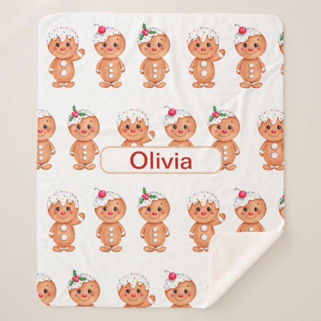 Manta Sherpa Navidades personalizados de galletas de pan de jen (Anverso)