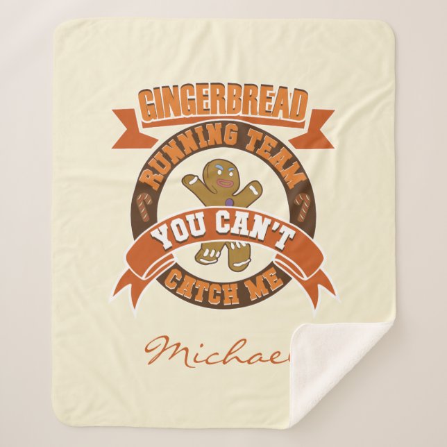 Manta Sherpa Navidades personalizados Gingerbread Running Team (Anverso)