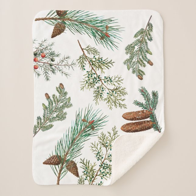 Manta Sherpa Navidades Pine Conifer Forest Festive (Anverso)