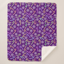 Manta Sherpa Navidades púrpuras escarlatan caña con copos de ni