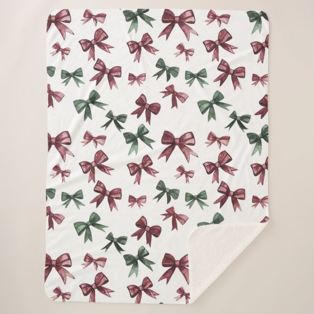 Manta Sherpa Navidades Red Green Bows (Anverso)