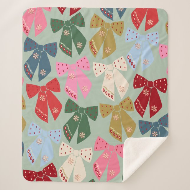 Manta Sherpa Navidades retro doblan coqueta (Anverso)