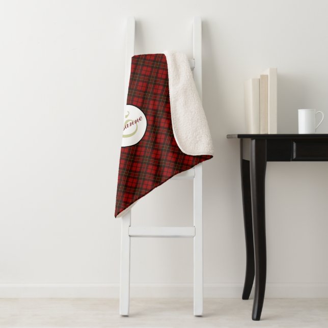 Manta Sherpa Navidades rojos tartán chapan patrón invernal Mono (In situ)