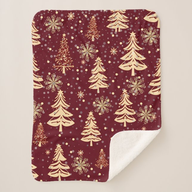 Manta Sherpa Navidades rusos rojos y dorados (Anverso)