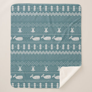 Manta Sherpa Navidades Rústica de ballenas Rústica de punto de