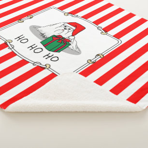Manta Sherpa Navidades Santa Hat Perro maltés Cute gracioso