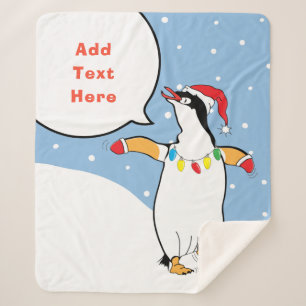 Manta Sherpa Navidades Santa Penguin dice