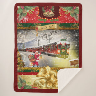 Manta Sherpa Navidades Santa Train Blanket