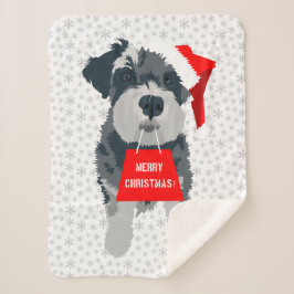 Manta Sherpa Navidades Schnauzer Dog Santa Hat Sherpa Blanket