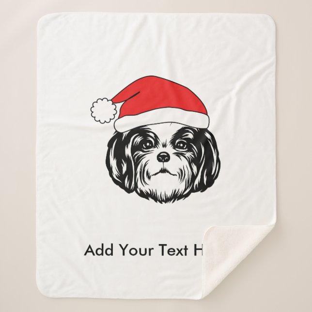 Manta Sherpa Navidades Shih Tzu Dog Santa Hat (Anverso)