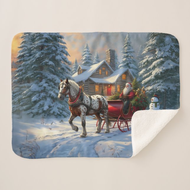 Manta Sherpa Navidades Sleigh Santa (Anverso (horizontal))