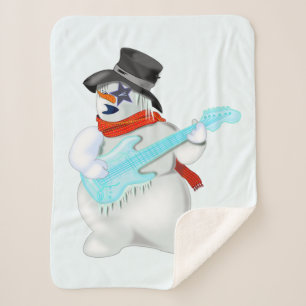 Manta Sherpa Navidades Snowman con la guitarra Sherpa Blanket