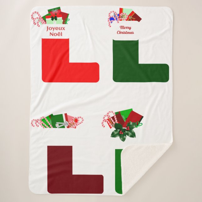 Manta Sherpa Navidades Stocking Sherpa Blanket (Anverso)