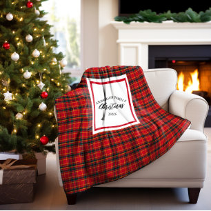 Manta Sherpa Navidades Tartan Plaid Family Name Year