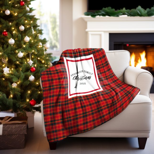 Manta Sherpa Navidades Tartan Plaid Family Name Year (Subido por el creador)